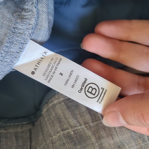 Athleta Blue Cabo 100% Linen 4" Drawstring Shorts Size 2 - Picture 5 of 8